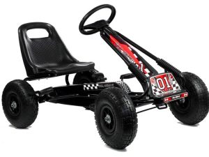 Go-Kart na pedale A-15 s pumpanim kotačima - crni