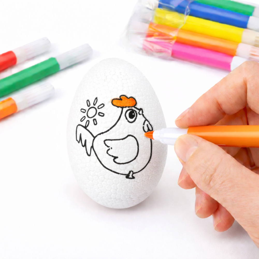 Easter Styrofoam Eggs For Painting Markers Markers Hen 6pcs - Slika 2