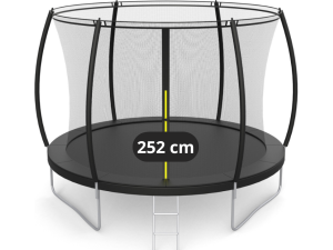 Vrtni trampolin Premium 252 cm (8 ft) s unutarnjom mrežom i ljestvama – crni