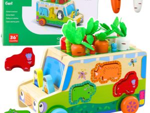 Drveni edukativni automobil za razvrstavanje oblika - šareni